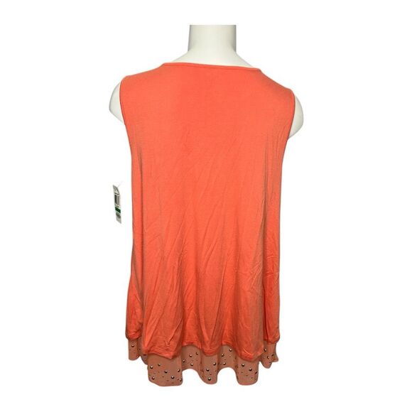 Style & Co Coral Tank Top‎ Chiffon Studded Hem Sz Large NEW - Picture 3 of 7